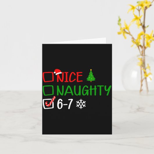 Carte Funny 6-7 Meme Nice Naughty Christmas Brain Rot Gr (Fleur jaune)