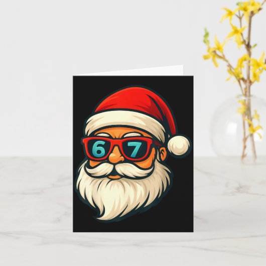 Carte Funny 6 7 Six Seven Meme Santa Face 67 Christmas Y (Fleur jaune)