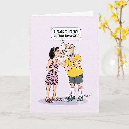 Carte Funny 70e anniversaire (Fleur jaune)