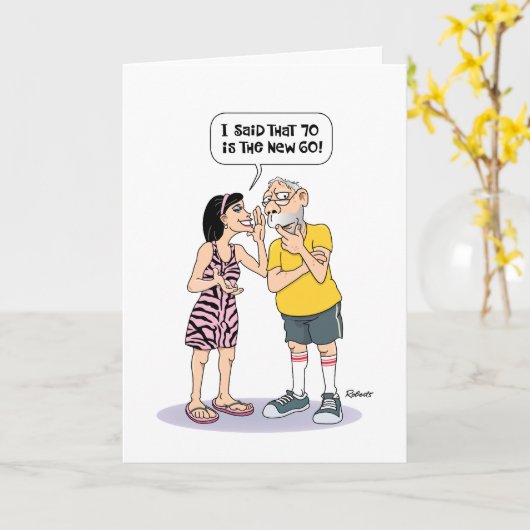 Carte Funny 70e anniversaire (Fleur jaune)