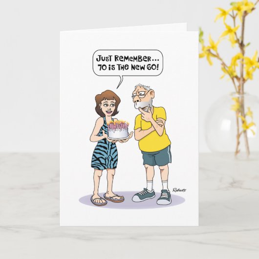 Carte Funny 70e anniversaire (Fleur jaune)