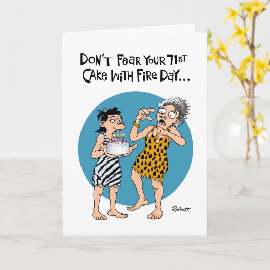 Carte Funny 71e anniversaire (Fleur jaune)