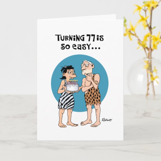 Carte Funny 77e anniversaire (Fleur jaune)