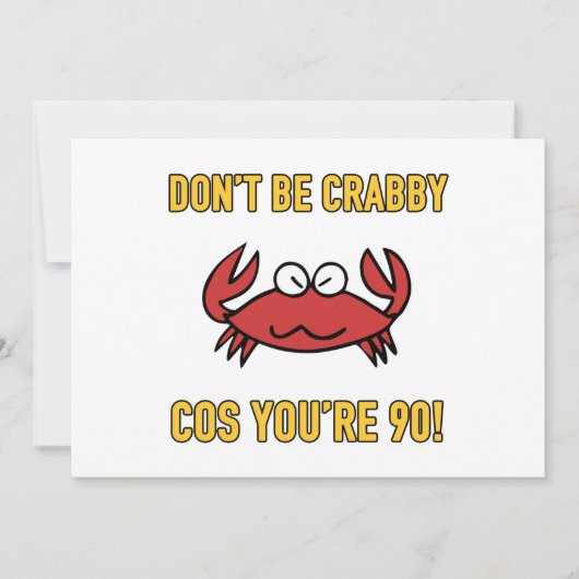 Carte Funny 90e anniversaire (Crabby) (Devant)