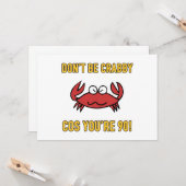 Carte Funny 90e anniversaire (Crabby) (Devant/Arrière en situation)