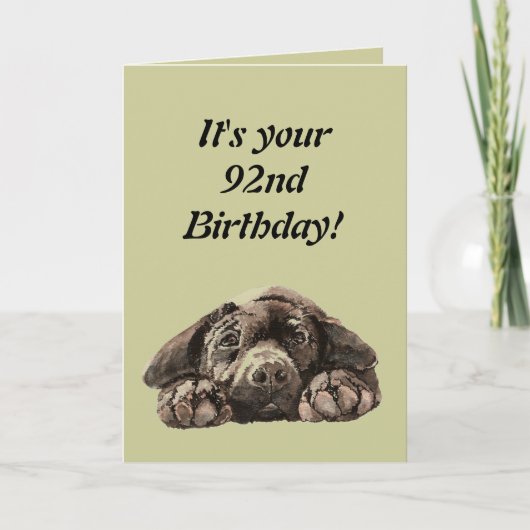 Carte Funny 92e anniversaire Personnaliser Labrador Retr (Devant)