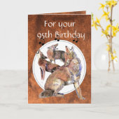 Carte Funny 95e anniversaire Howling Coyote (Fleur jaune)