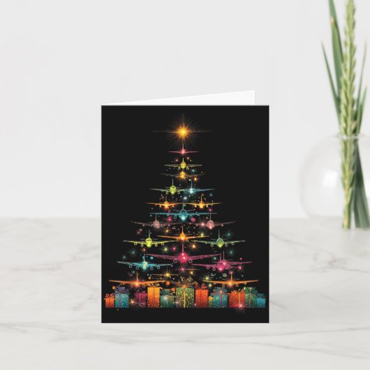 Carte Funny Airplanes Christmas Tree Graphic Air Planes  (Devant)