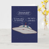 Carte Funny Alien Spaceship Comic Crafty Word in Space (Fleur jaune)