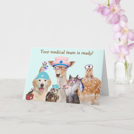 Carte Funny Animal Médicale obtenir bien (Orchidée)