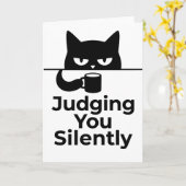 Carte funny animals cat cafe Judging You Silently (Fleur jaune)