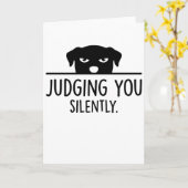 Carte funny animals dog cafe Judging You Silently (Fleur jaune)