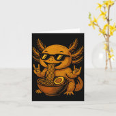 Carte Funny Anime Kawaii Axolotl Eating Ramen Graphic Te (Fleur jaune)