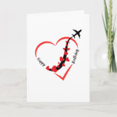 Carte Funny Anniversaire Avion Coeur Aviation Minimalist (Devant)