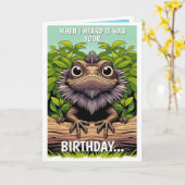 Carte Funny Anniversaire Frilisé Lizard Personnalisé (Fleur jaune)