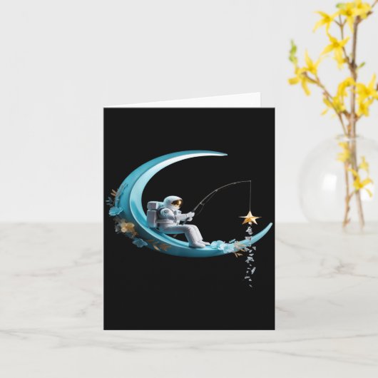 Carte Funny Astronaut Christmas Floral Chinoiserie Space (Fleur jaune)