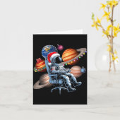 Carte Funny Astronaut Christmas Space Lights Santa Hat P (Fleur jaune)