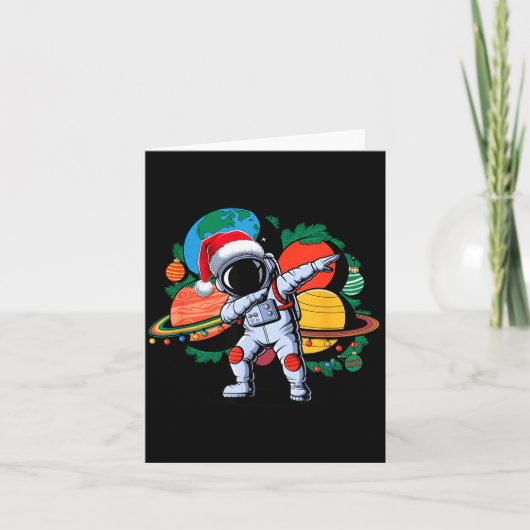 Carte Funny Astronaut Christmas Space Planets Santa Hat  (Devant)