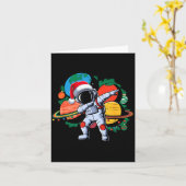 Carte Funny Astronaut Christmas Space Planets Santa Hat  (Fleur jaune)