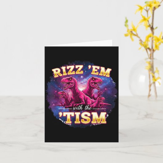Carte Funny Autism Rizz Em With The Tism Dinosaur Meme A (Fleur jaune)