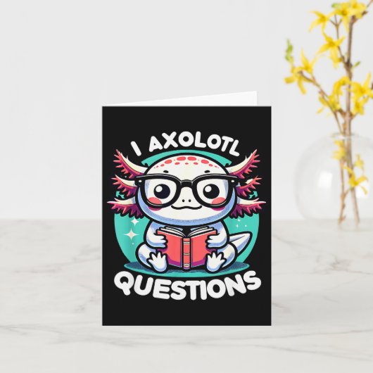 Carte Funny Axolotl Questions Cute Axolotl (Fleur jaune)
