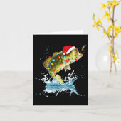 Carte Funny B Pêche Santa Hat Noël Pajama Pêcheur (Fleur jaune)