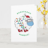Carte Funny BaahHumbug Sheep avec masque et lumières (Fleur jaune)