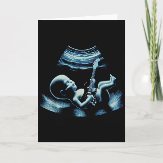 Carte Funny Baby Guitar Player Rock Music Pregnancy Anno (Devant)