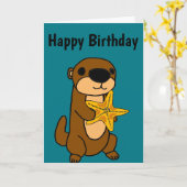 Carte Funny Baby Sea Otter avec Starfish (Fleur jaune)