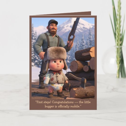 Carte Funny Baby's First Steps Card (Devant)