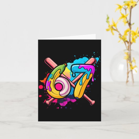 Carte Funny Banana Baseball 67 Ice Cream Drip Meme (Fleur jaune)