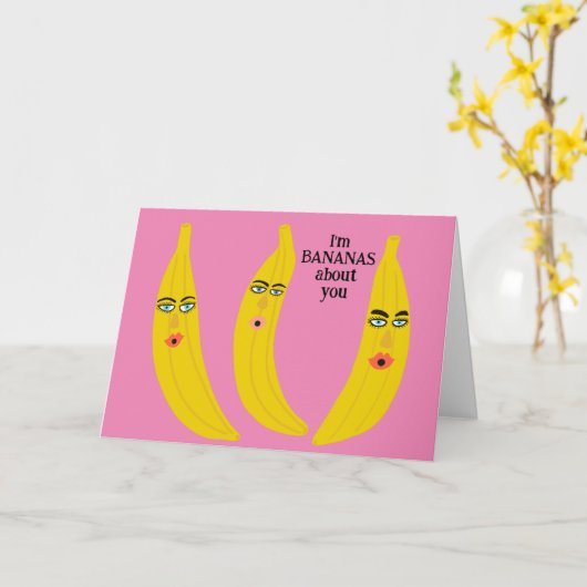 Carte Funny Bananes Romance Valentine Love Anniversaire (Fleur jaune)