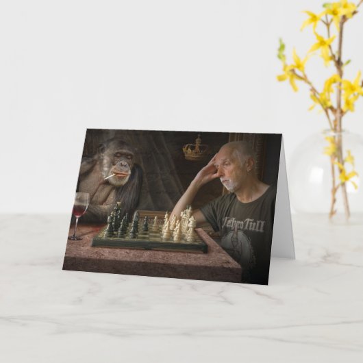CARTE FUNNY BANNITHDAY CHIMPANZEE GREETING CARD (Fleur jaune)