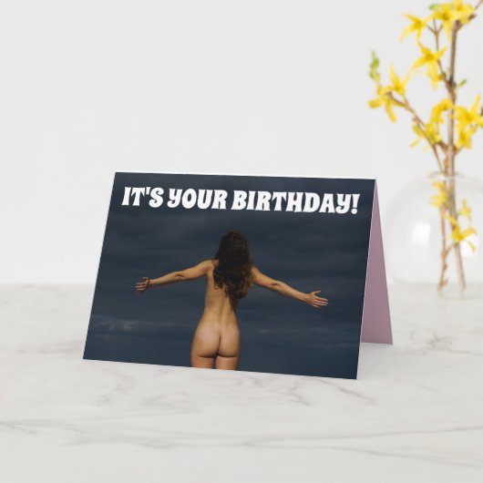 CARTE FUNNY BARE MAIS STREAKING CARD D'ANNIVERSAIRE (Fleur jaune)
