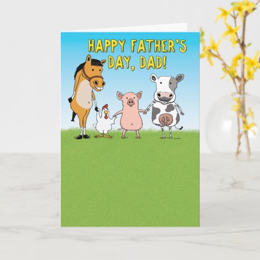 Carte Funny Barn Animals (Fleur jaune)