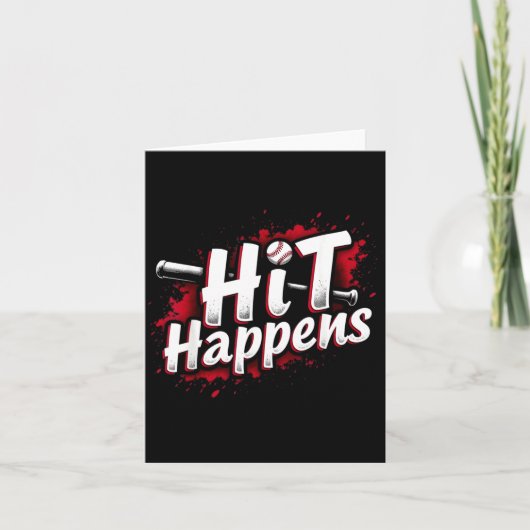 Carte Funny Baseball Quote Gift Hit Happens  (Devant)