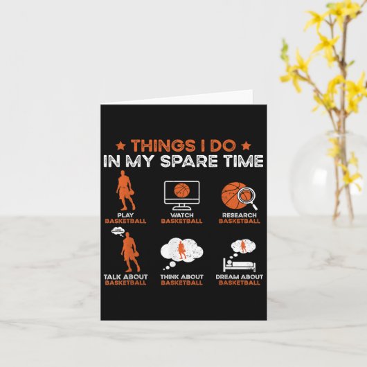Carte Funny Basketball Things I Do In My Spare Time Bask (Fleur jaune)