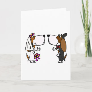 Carte Funny Basset Hound Bride et Groom Mariage Art