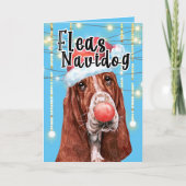 Carte Funny Basset hound Chien puces de Noël navidog (Devant)