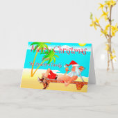Carte Funny Beach voeux de Noël (Fleur jaune)