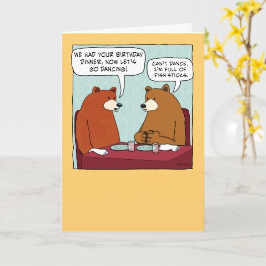 Carte Funny Bear Full of Fish Sticks (Fleur jaune)