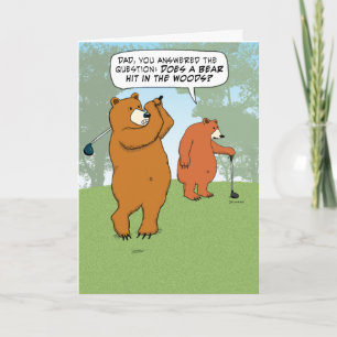 Carte Funny Bear Papa et son Golfing sur la Fête des pèr