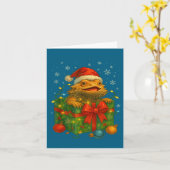 Carte Funny Bearded Dragons Santa Christmas Tree Lights  (Fleur jaune)