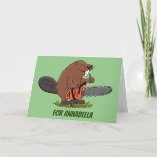 Carte Funny beaver with chainsaw cartoon humor