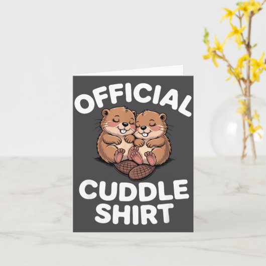Carte Funny Beavers Hugging Cuddle  (Fleur jaune)