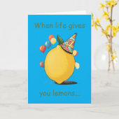 Carte Funny Belated Birthday Message: Lemon Theme (Fleur jaune)