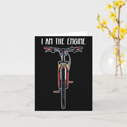 Carte Funny Bicycle I Am The Engine (Fleur jaune)