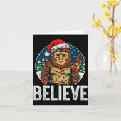 Carte Funny Bigfoot Believe Christmas Sasquatch Santa Fo (Fleur jaune)