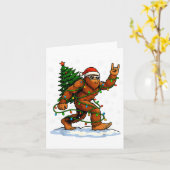 Carte Funny Bigfoot Rock On Christmas Lights Snow Holida (Fleur jaune)