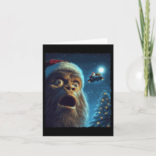 Carte Funny Bigfoot Sasquatch Selfie Père Noël Ufo Xmas 